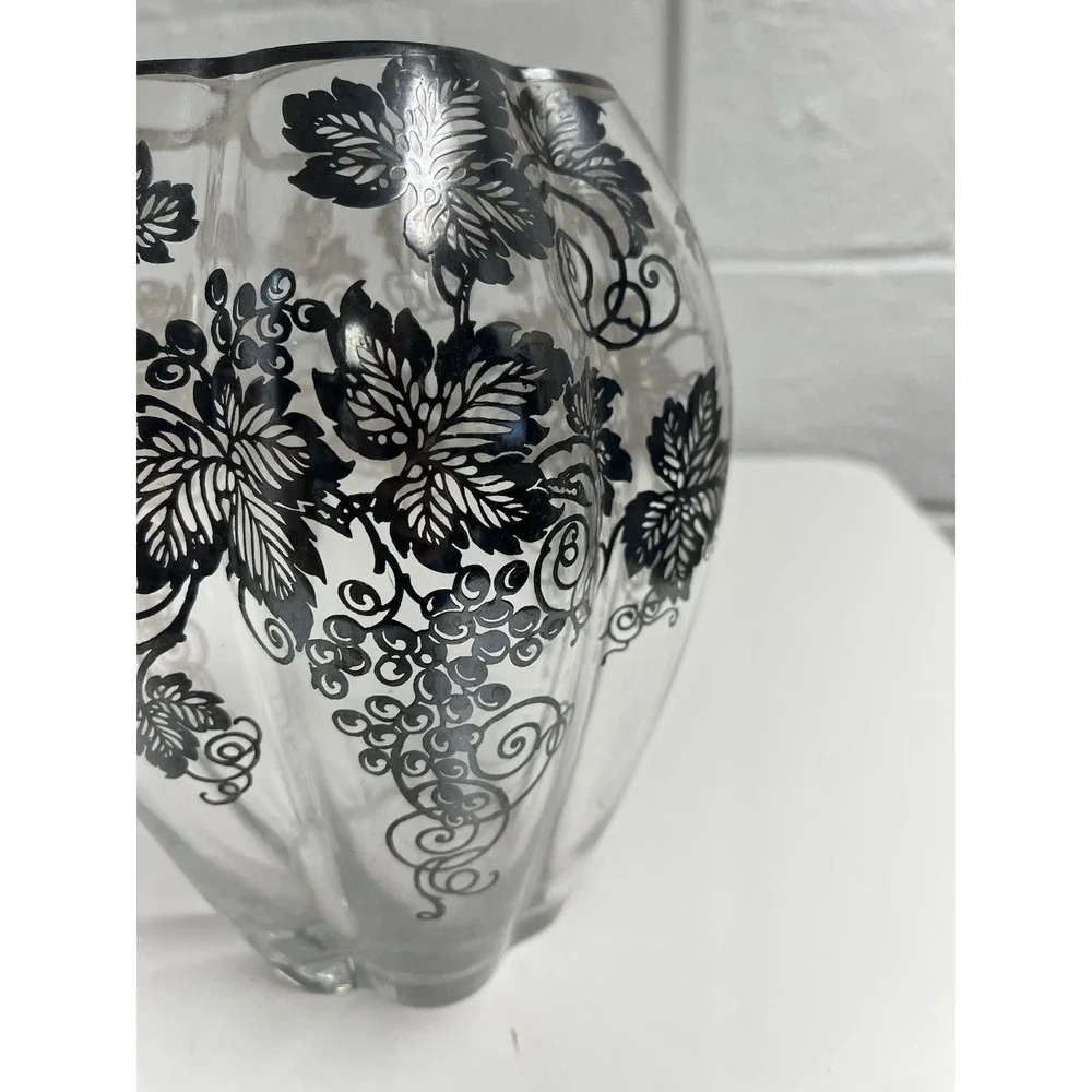 Sterling Overlay Vase Silver‎ City Grape Grapevine 1930s VTG Fostoria Sakier